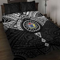 Cook Islands Manta Ray Quilt Bed Set Kuki Airani Tattoo Black Color LT14 Black - Polynesian Pride