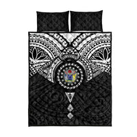 Cook Islands Manta Ray Quilt Bed Set Kuki Airani Tattoo Black Color LT14 - Polynesian Pride
