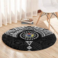 Cook Islands Manta Ray Round Carpet Kuki Airani Tattoo Black Color LT14 - Polynesian Pride