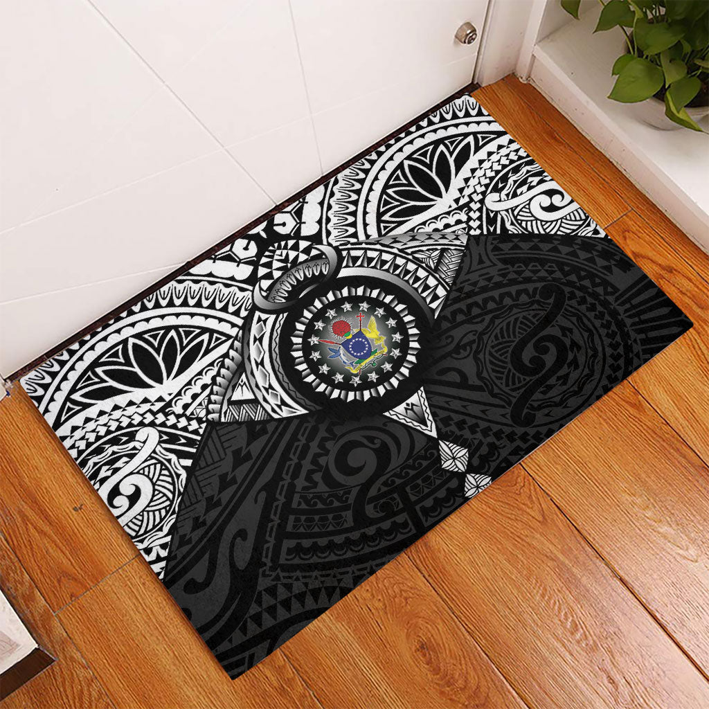 Cook Islands Manta Ray Rubber Doormat Kuki Airani Tattoo Black Color LT14 - Polynesian Pride