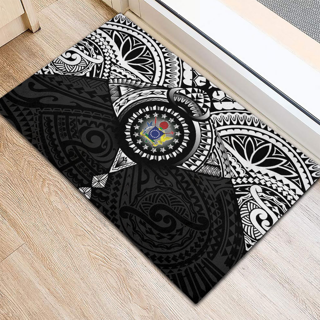 Cook Islands Manta Ray Rubber Doormat Kuki Airani Tattoo Black Color LT14 - Polynesian Pride