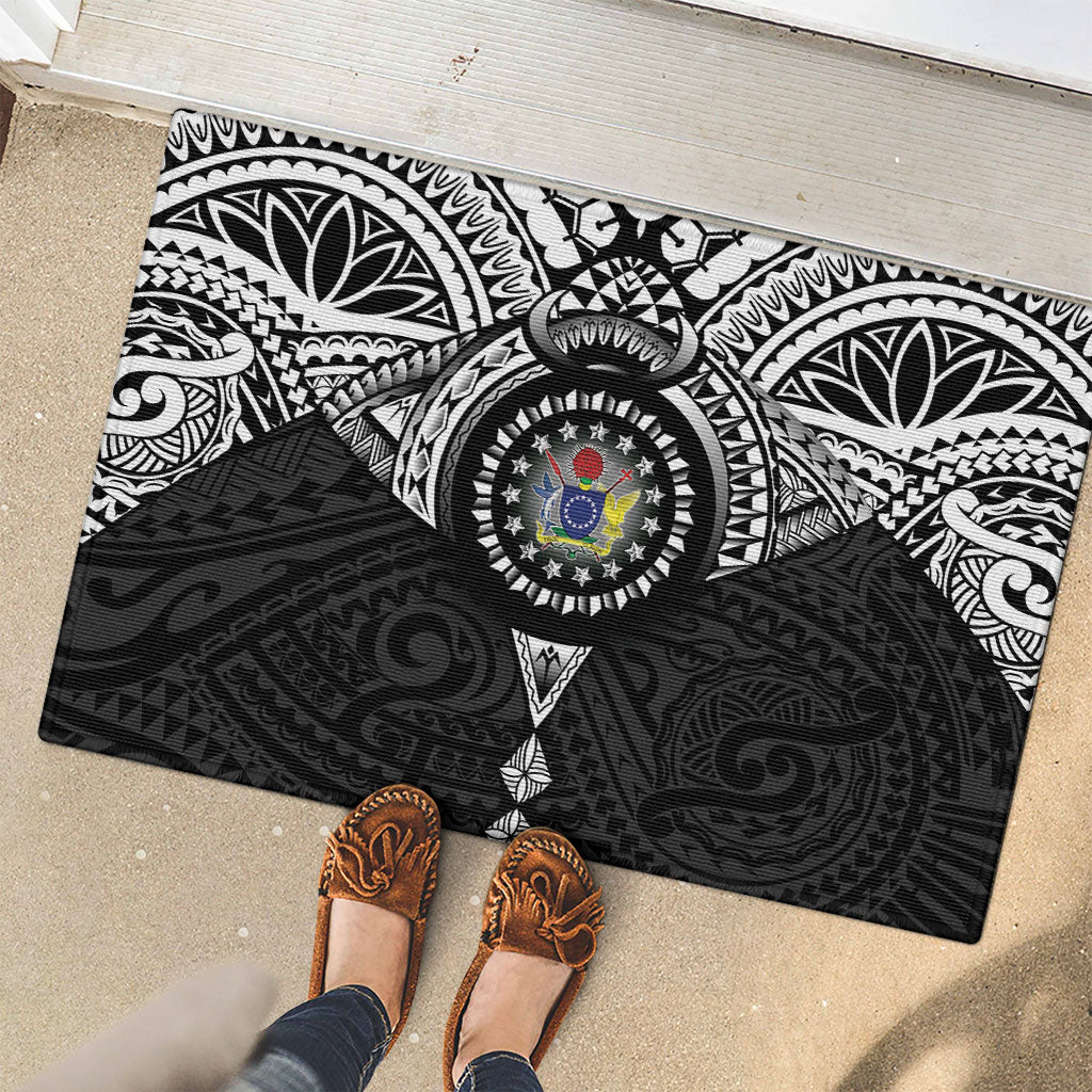 Cook Islands Manta Ray Rubber Doormat Kuki Airani Tattoo Black Color LT14 - Polynesian Pride