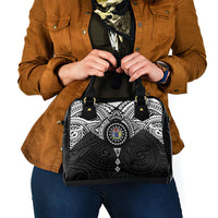 Cook Islands Manta Ray Shoulder Handbag Kuki Airani Tattoo Black Color LT14 - Polynesian Pride
