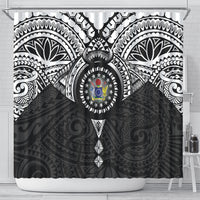 Cook Islands Manta Ray Shower Curtain Kuki Airani Tattoo Black Color LT14 - Polynesian Pride