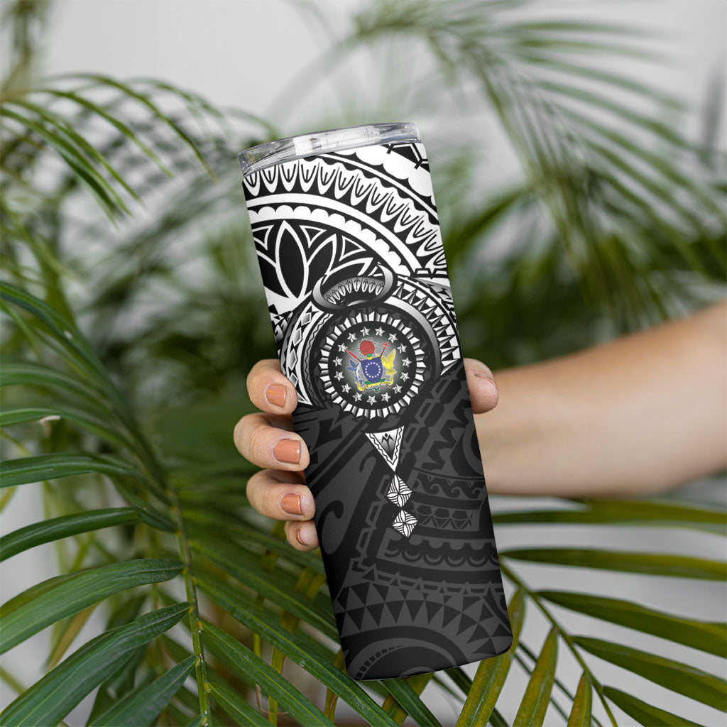 Cook Islands Manta Ray Skinny Tumbler Kuki Airani Tattoo Black Color LT14 - Polynesian Pride