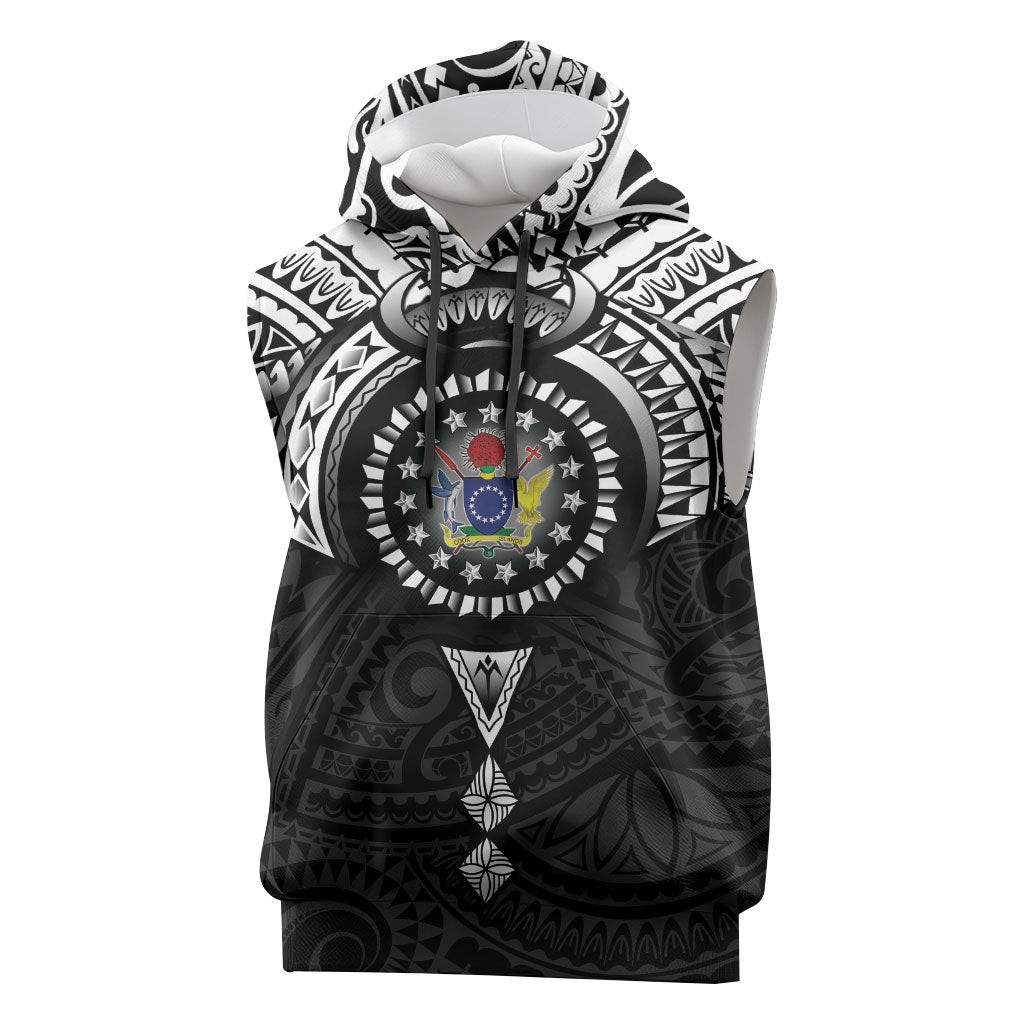Cook Islands Manta Ray Sleeveless Hoodie Kuki Airani Tattoo Black Color LT14 Black - Polynesian Pride