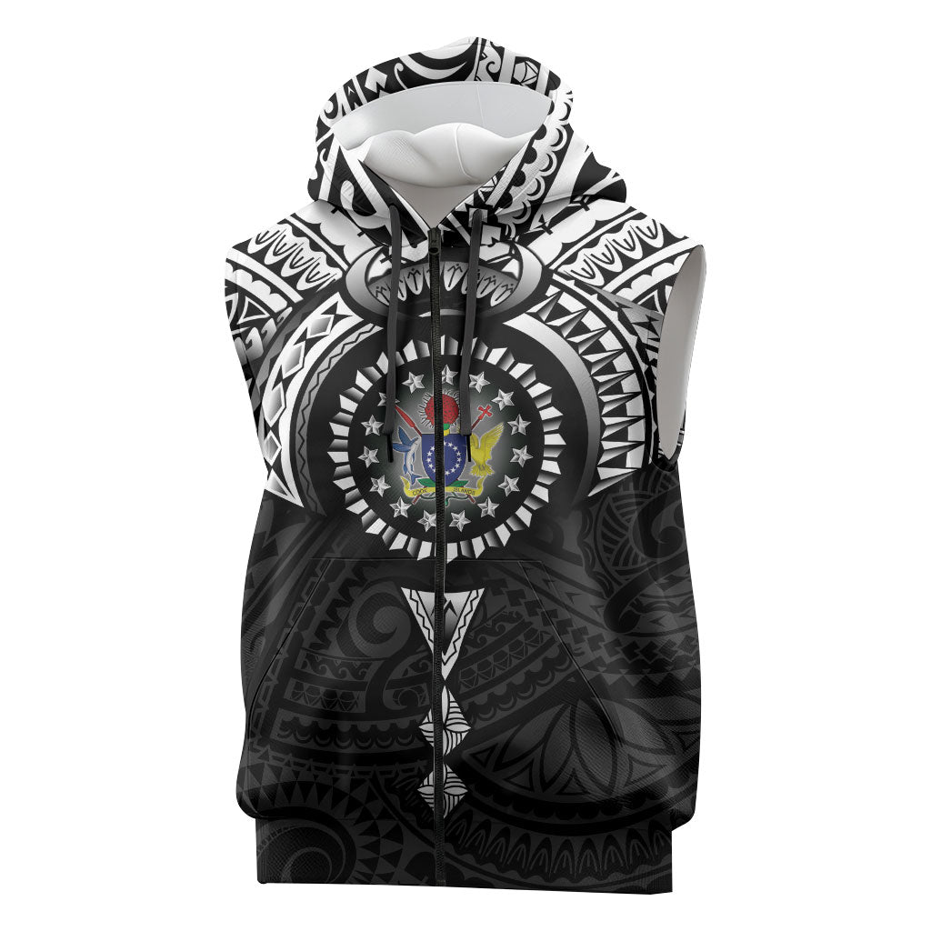 Cook Islands Manta Ray Sleeveless Zip Hoodie Kuki Airani Tattoo Black Color LT14 Black - Polynesian Pride