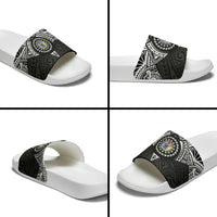 Cook Islands Manta Ray Slide Sandals Kuki Airani Tattoo Black Color LT14 - Polynesian Pride