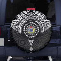 Cook Islands Manta Ray Spare Tire Cover Kuki Airani Tattoo Black Color LT14 No hole Black - Polynesian Pride