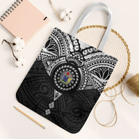 Cook Islands Manta Ray Tote Bag Kuki Airani Tattoo Black Color LT14 White Strap One Size Black - Polynesian Pride