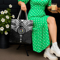 Cook Islands Manta Ray Tote Bag Kuki Airani Tattoo Black Color LT14 - Polynesian Pride
