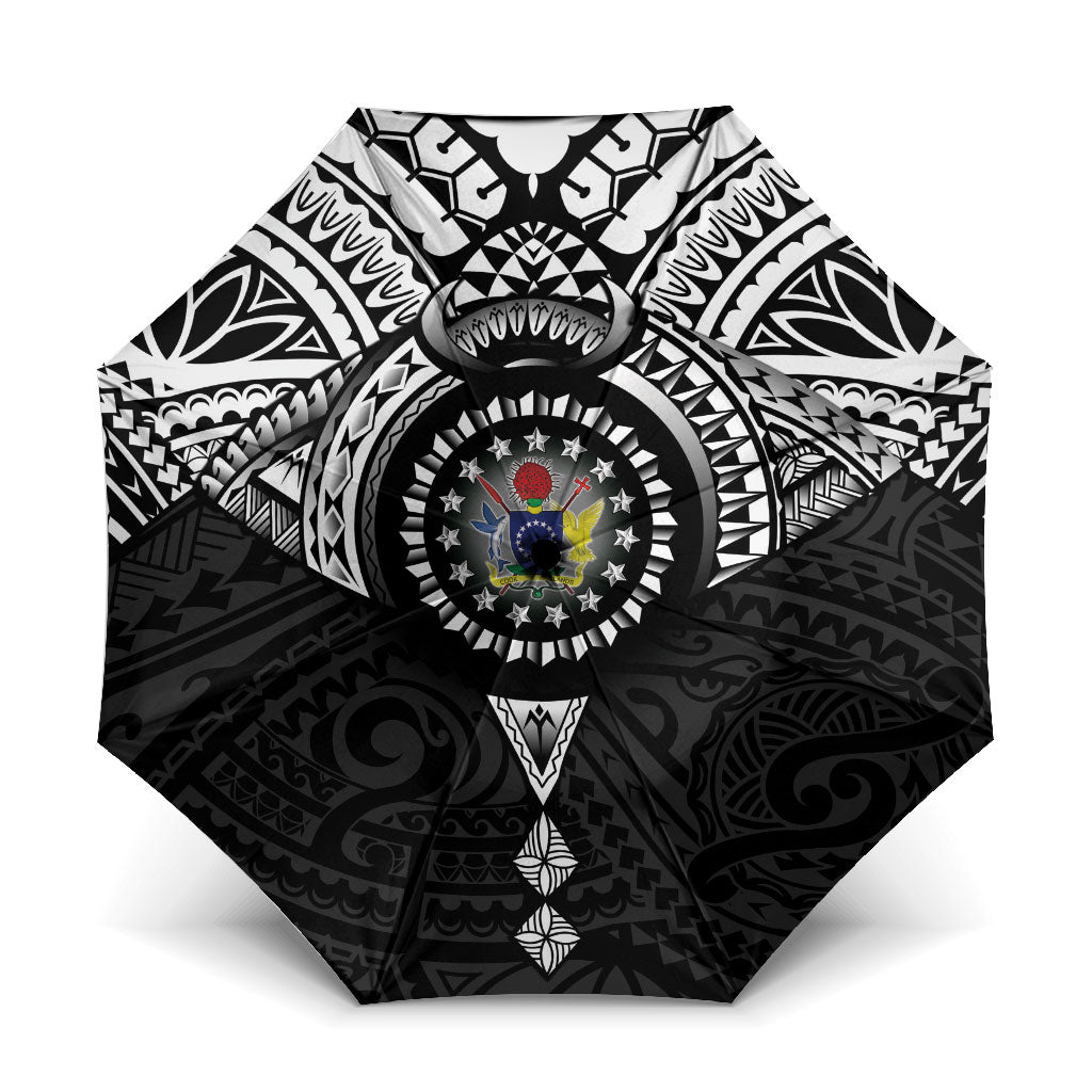Cook Islands Manta Ray Umbrella Kuki Airani Tattoo Black Color LT14 One Size Folded 11.42 inch Opened Diameter 37.4 inch Black - Polynesian Pride