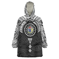 Cook Islands Manta Ray Wearable Blanket Hoodie Kuki Airani Tattoo Black Color LT14 One Size Black - Polynesian Pride