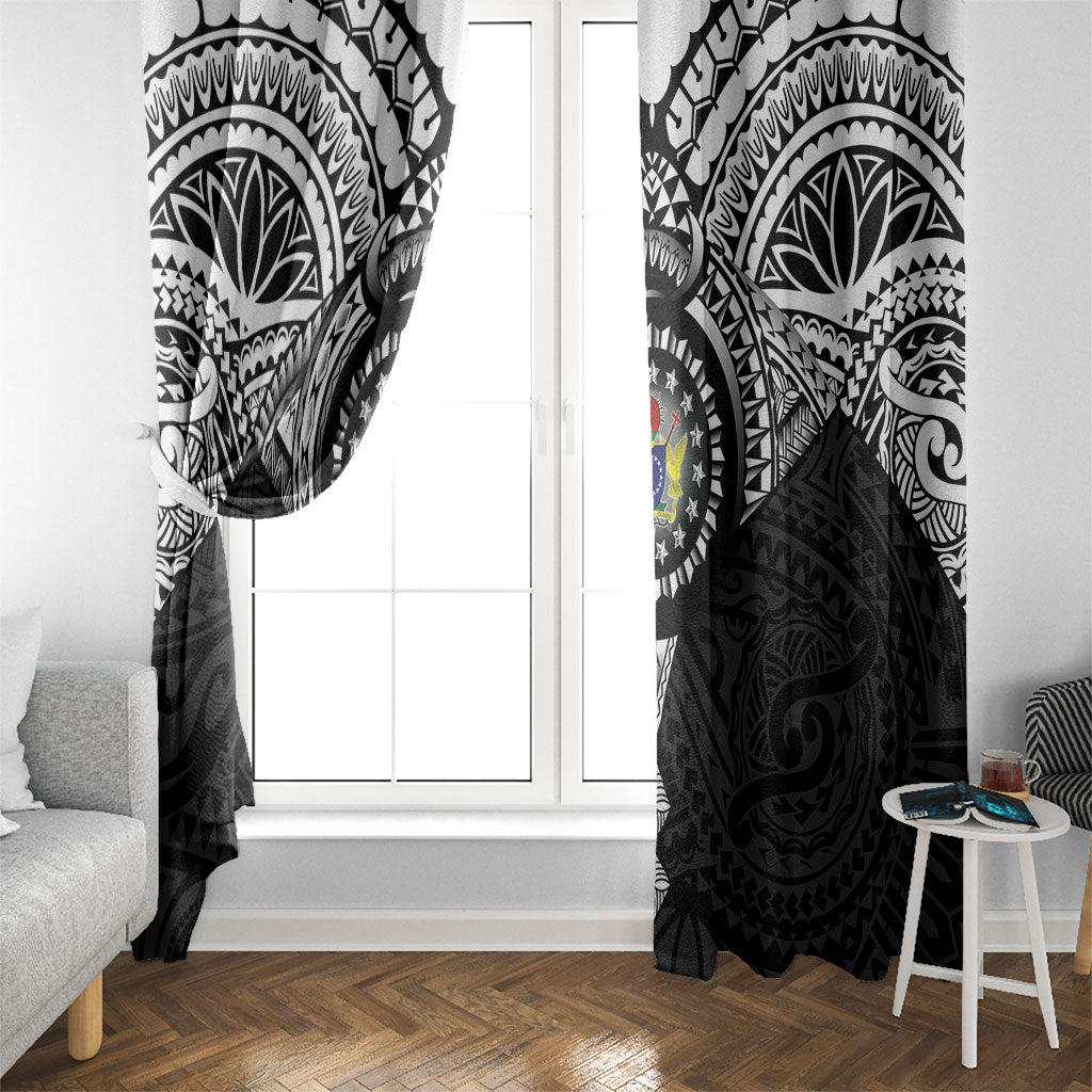 Cook Islands Manta Ray Window Curtain Kuki Airani Tattoo Black Color LT14 - Polynesian Pride