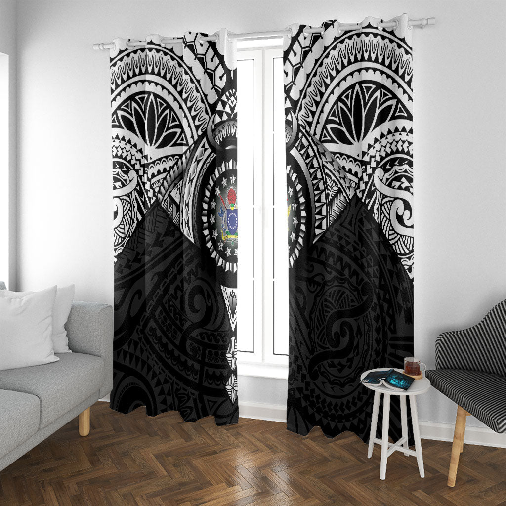 Cook Islands Manta Ray Window Curtain Kuki Airani Tattoo Black Color LT14 With Grommets Black - Polynesian Pride