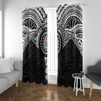 Cook Islands Manta Ray Window Curtain Kuki Airani Tattoo Black Color LT14 With Grommets Black - Polynesian Pride