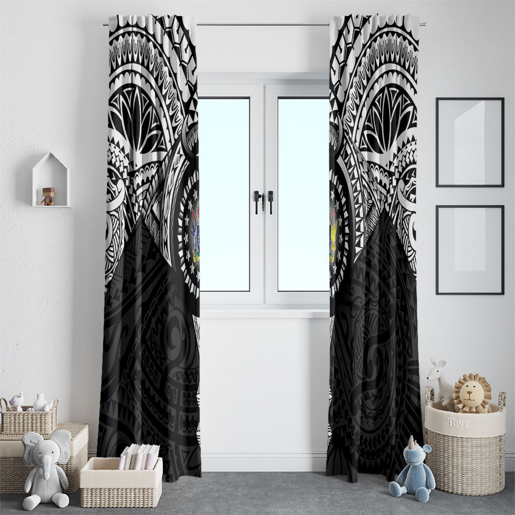 Cook Islands Manta Ray Window Curtain Kuki Airani Tattoo Black Color LT14 - Polynesian Pride