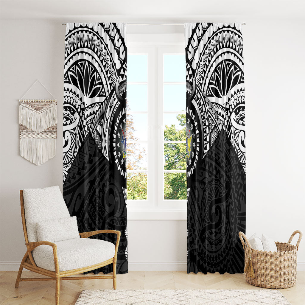 Cook Islands Manta Ray Window Curtain Kuki Airani Tattoo Black Color LT14 - Polynesian Pride