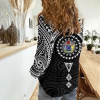 Cook Islands Manta Ray Women Casual Shirt Kuki Airani Tattoo Black Color LT14 - Polynesian Pride