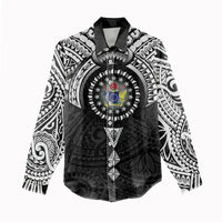 Cook Islands Manta Ray Women Casual Shirt Kuki Airani Tattoo Black Color LT14 - Polynesian Pride