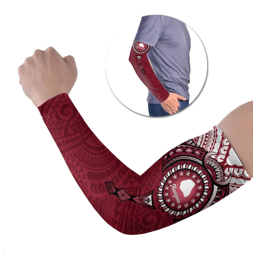Personalised Cook Islands Mangaia Arm Sleeves Map With Kuki Airani Manta Ray Tattoo