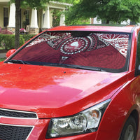 Personalised Cook Islands Mangaia Auto Sun Shade Map With Kuki Airani Manta Ray Tattoo LT14 - Polynesian Pride
