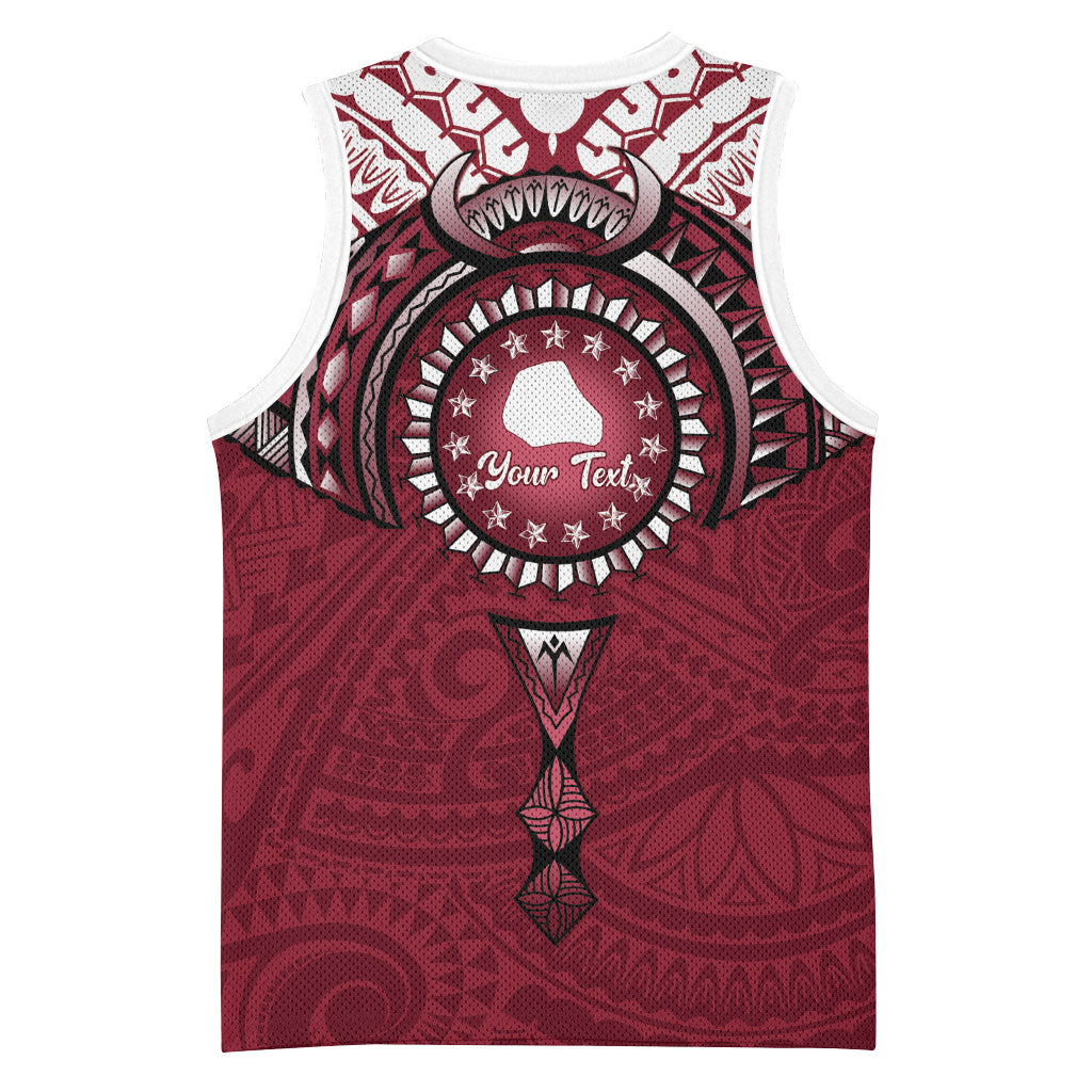 Personalised Cook Islands Mangaia Basketball Jersey Map With Kuki Airani Manta Ray Tattoo LT14 - Polynesian Pride