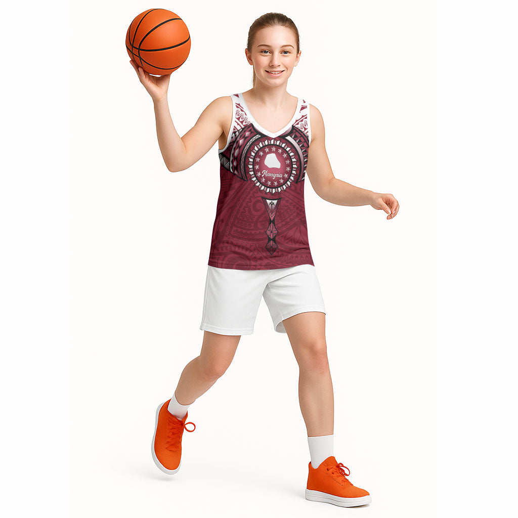 Personalised Cook Islands Mangaia Basketball Jersey Map With Kuki Airani Manta Ray Tattoo LT14 - Polynesian Pride