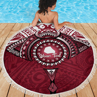 Personalised Cook Islands Mangaia Beach Blanket Map With Kuki Airani Manta Ray Tattoo LT14 - Polynesian Pride