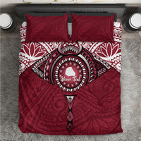 Personalised Cook Islands Mangaia Bedding Set Map With Kuki Airani Manta Ray Tattoo LT14 Maroon - Polynesian Pride