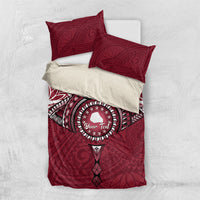 Personalised Cook Islands Mangaia Bedding Set Map With Kuki Airani Manta Ray Tattoo LT14 US Twin 172cm x 218cm Maroon - Polynesian Pride