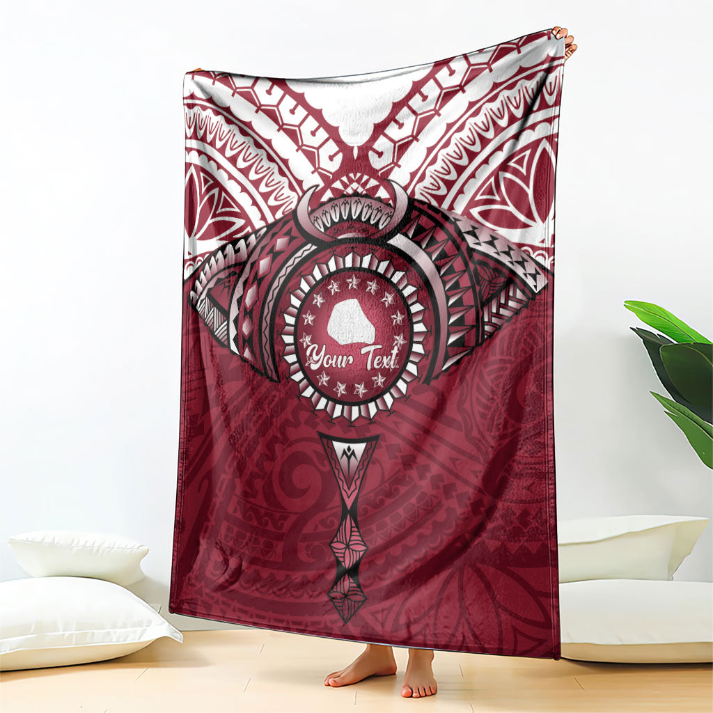 Personalised Cook Islands Mangaia Blanket Map With Kuki Airani Manta Ray Tattoo LT14 - Polynesian Pride