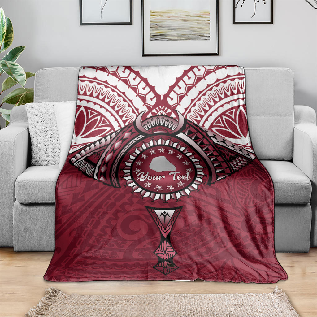 Personalised Cook Islands Mangaia Blanket Map With Kuki Airani Manta Ray Tattoo LT14 - Polynesian Pride