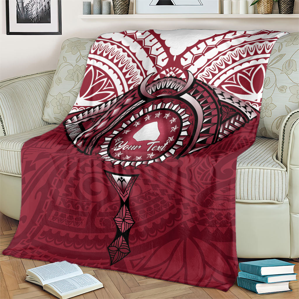 Personalised Cook Islands Mangaia Blanket Map With Kuki Airani Manta Ray Tattoo LT14 - Polynesian Pride