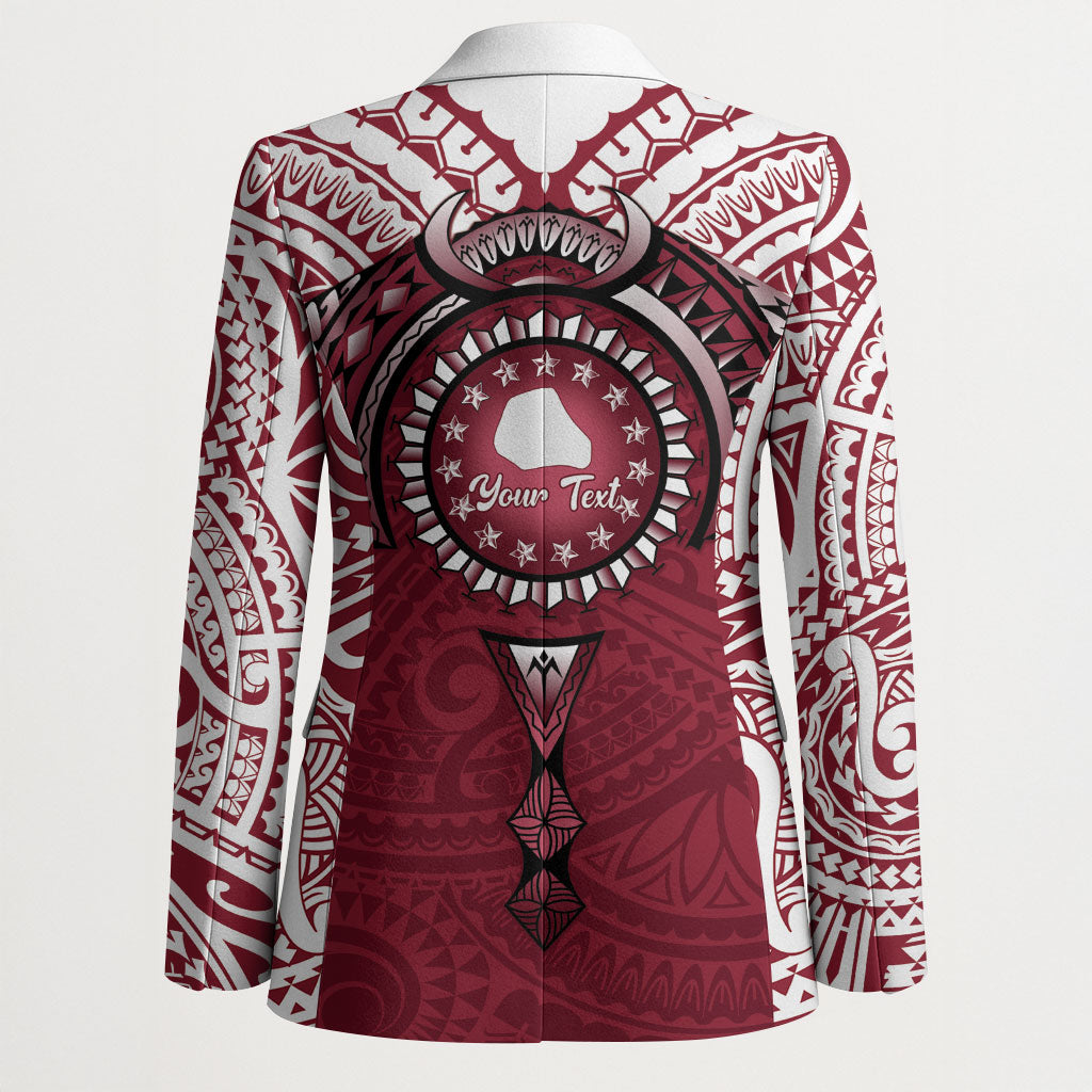 Personalised Cook Islands Mangaia Blazer Map With Kuki Airani Manta Ray Tattoo LT14 - Polynesian Pride