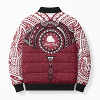 Personalised Cook Islands Mangaia Bomber Puffer Jacket Map With Kuki Airani Manta Ray Tattoo LT14 - Polynesian Pride