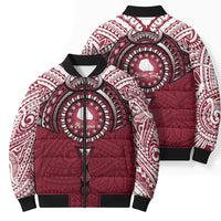 Personalised Cook Islands Mangaia Bomber Puffer Jacket Map With Kuki Airani Manta Ray Tattoo LT14 - Polynesian Pride
