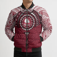 Personalised Cook Islands Mangaia Bomber Puffer Jacket Map With Kuki Airani Manta Ray Tattoo LT14 - Polynesian Pride