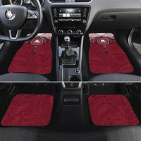 Personalised Cook Islands Mangaia Car Mats Map With Kuki Airani Manta Ray Tattoo LT14 Set 4pcs Maroon - Polynesian Pride