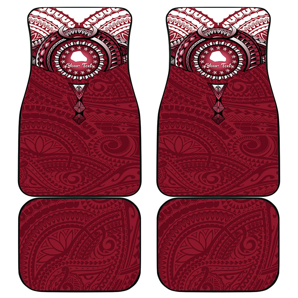 Personalised Cook Islands Mangaia Car Mats Map With Kuki Airani Manta Ray Tattoo LT14 - Polynesian Pride