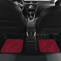 Personalised Cook Islands Mangaia Car Mats Map With Kuki Airani Manta Ray Tattoo LT14 Set 2pcs - Back Maroon - Polynesian Pride