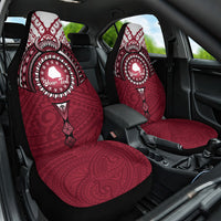 Personalised Cook Islands Mangaia Car Seat Cover Map With Kuki Airani Manta Ray Tattoo LT14 One Size Maroon - Polynesian Pride