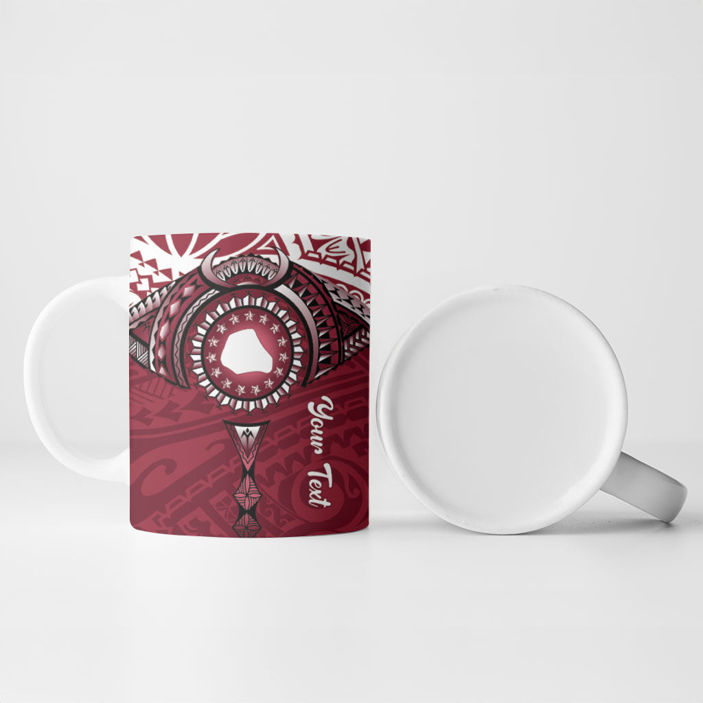 Personalised Cook Islands Mangaia Ceramic Mug Map With Kuki Airani Manta Ray Tattoo LT14 - Polynesian Pride