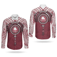 Personalised Cook Islands Mangaia Couples Matching Mermaid Dress and Long Sleeve Button Shirt Map With Kuki Airani Manta Ray Tattoo LT14 - Polynesian Pride