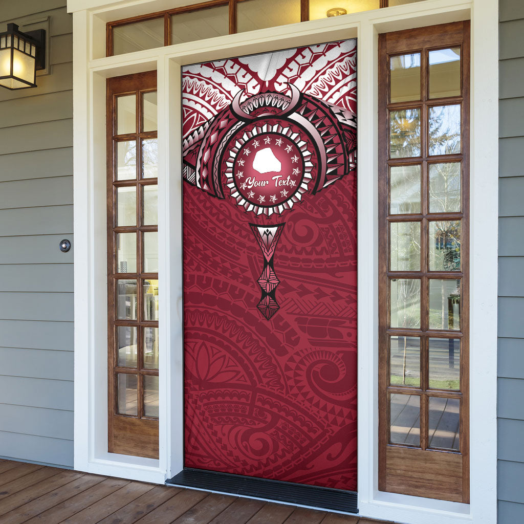 Personalised Cook Islands Mangaia Door Cover Map With Kuki Airani Manta Ray Tattoo LT14 - Polynesian Pride