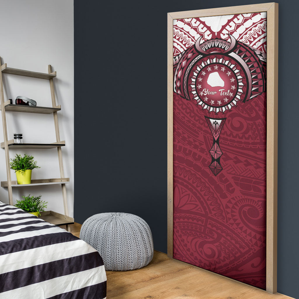 Personalised Cook Islands Mangaia Door Cover Map With Kuki Airani Manta Ray Tattoo LT14 - Polynesian Pride