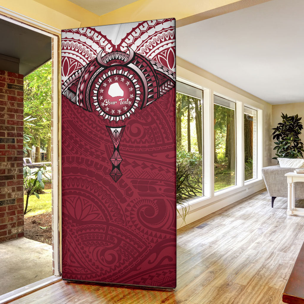 Personalised Cook Islands Mangaia Door Cover Map With Kuki Airani Manta Ray Tattoo LT14 - Polynesian Pride