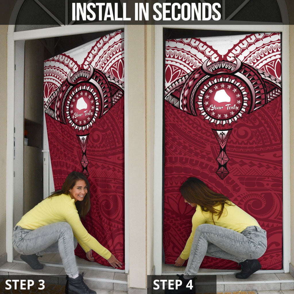 Personalised Cook Islands Mangaia Door Cover Map With Kuki Airani Manta Ray Tattoo LT14 - Polynesian Pride