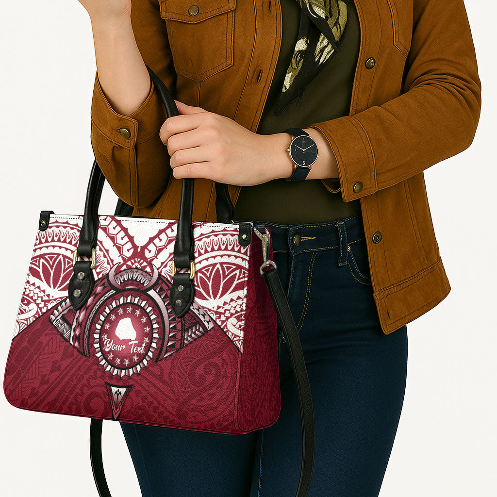 Personalised Cook Islands Mangaia Leather Bag Map With Kuki Airani Manta Ray Tattoo LT14 - Polynesian Pride