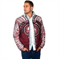 Personalised Cook Islands Mangaia Padded Jacket Map With Kuki Airani Manta Ray Tattoo LT14 - Polynesian Pride
